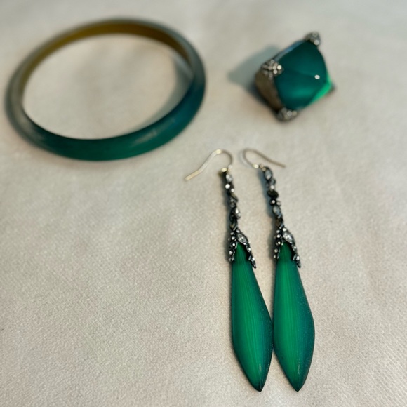 Alexis Bittar Jewelry - ALEXIS BITTAR Emerald Green Lucite  Jewelry Set